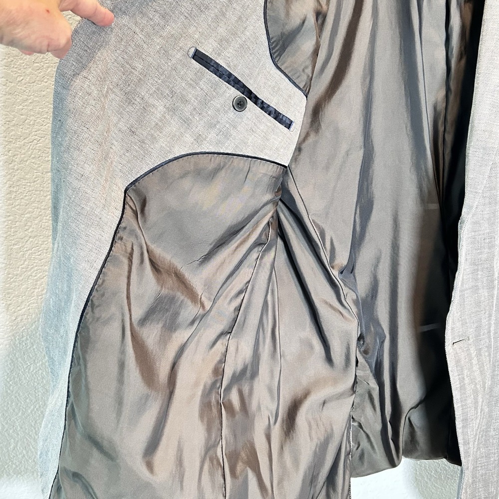 Rodd & Gunn Sport Coat Mens 3XL Gray Linen Herringbone Two Button Jacket - Picture 5 of 13